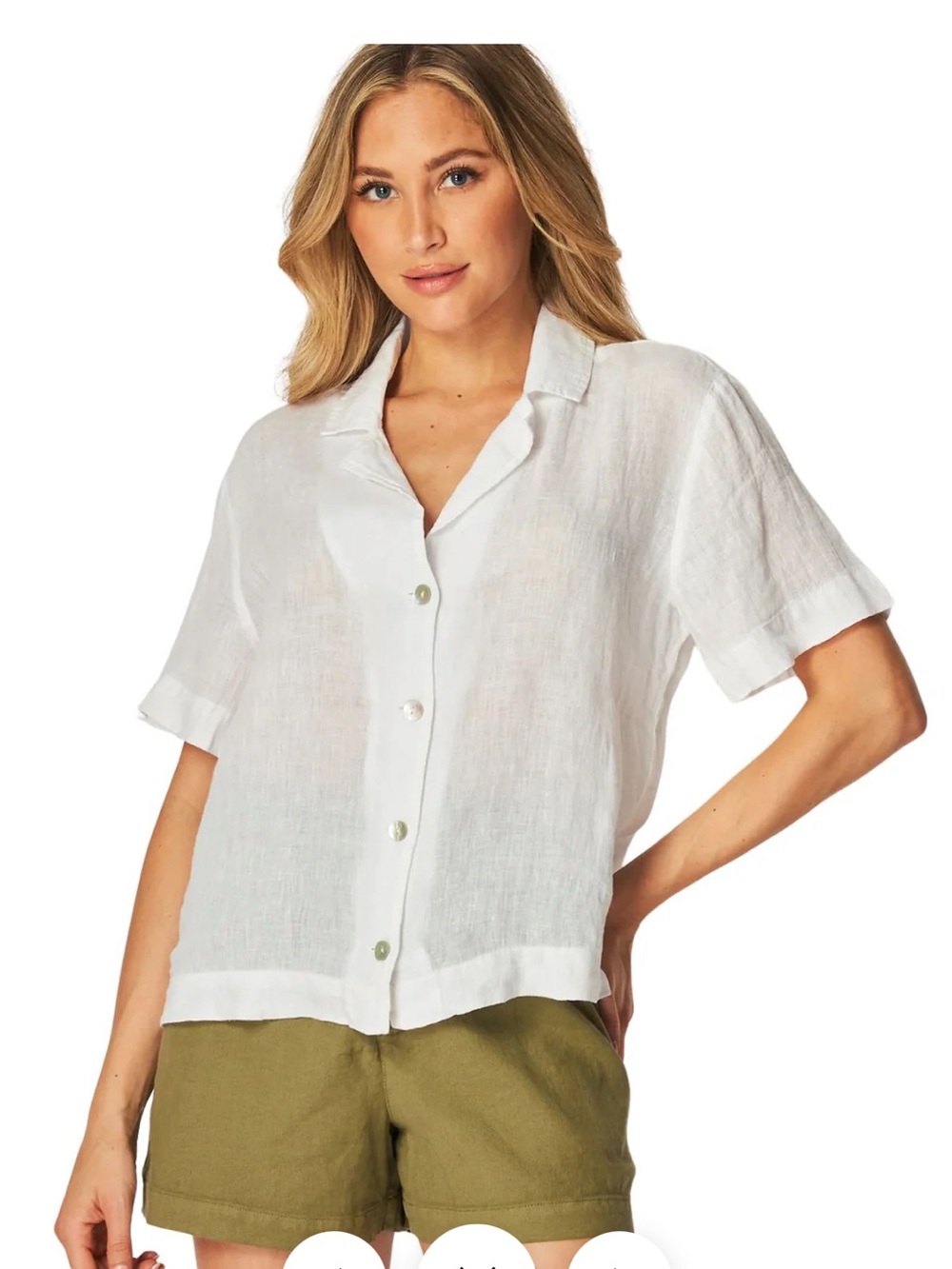 Bella Dahl Button Up White Linen Top